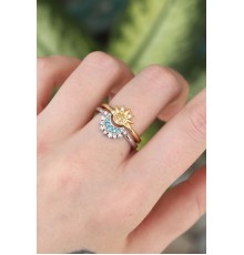 Pirinç Zirkon Taşlı 2li Ayarlanabilir Arkadaş Yüzüğü - TJ-BYK3160