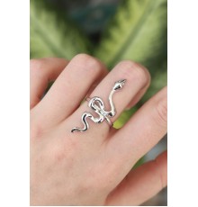 Pirinç Gümüş Renk Ayarlanabilir Yılan Yüzük - TJ-BYK3161