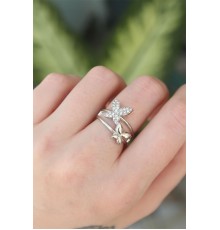 Pirinç Gümüş Renk Ayarlanabilir Zirkon Taşlı Yüzük - TJ-BYK3189