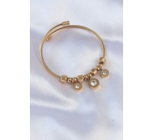 316L Çelik Gold Renk Zirkon Taşlı Model Charm Bileklik TJ-BB6089