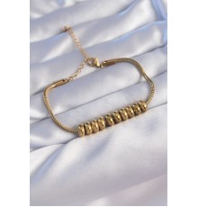 316L Çelik Gold Renk Oval Figürlü Bileklik - TJ-BB6096