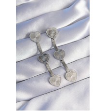 316L Çelik Gümüş Renk Uzun İtalyan Zincir Detaylı Kalp Küpe - TJ-BKP9023