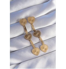 316L Çelik Gold Renk Uzun İtalyan Zincir Detaylı Kalp Küpe - TJ-BKP9024