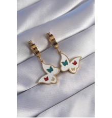 316L Çelik Gold Renk Renkli Mineli Küpe - TJ-BKP9027