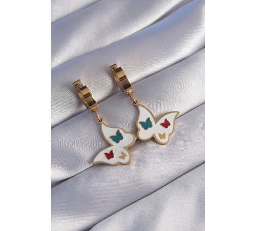 316L Çelik Gold Renk Renkli Mineli Küpe - TJ-BKP9027