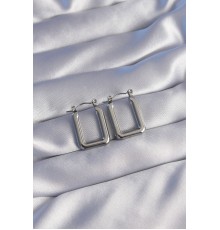 316L Çelik Gümüş Renk Dikdörtgen Model Küpe - TJ-BKP9038