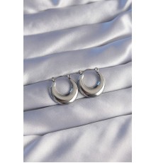 316L Çelik Gümüş Renk Oval Ayna Model Küpe - TJ-BKP9039