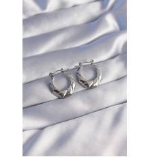 316L Çelik Gümüş Renk Kıvrımlı Görünüm Geometrik Model Küpe - TJ-BKP9045