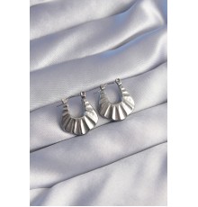 316L Çelik Gümüş Renk Kabartmalı Görünüm Küpe - TJ-BKP9046