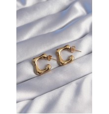 316L Çelik Gold Renk İçi Boş Bubble Kalp Küpe - TJ-BKP9051