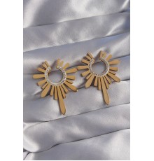 316L Çelik Gold Renk Zirkon Taşlı Güneş Figürlü Küpe - TJ-BKP9063