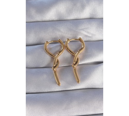 Pirinç Gold Renk Sarmal Çubuk Tasarımlı Uzun Küpe - TJ-BKP9086