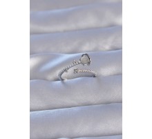 Pirinç Gümüş Renk Zirkon Taşlı İncili Satürn Model Ayarlanabilir Yüzük - TJ-BYK3222