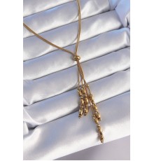 316L Çelik Gold Renk Boyu Ayarlanabilir Sallantılı Model Kolye - TJ-BKO8885