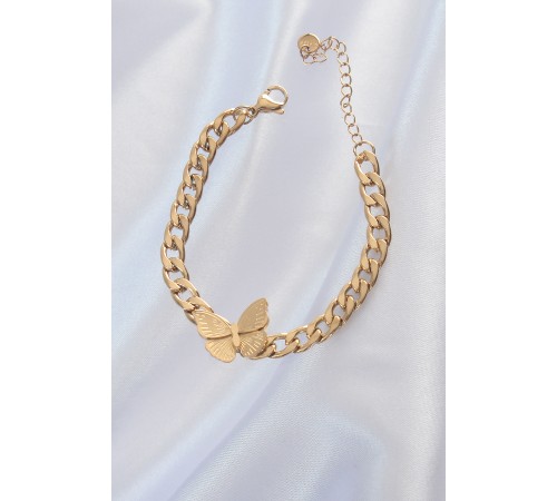 316L Çelik Gold Renk Figür İşleme Detay Zincir Model Kadın Bileklik - TJ-BB5328