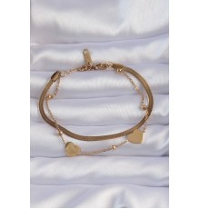 316L Çelik Gold Renk Kalpli Model İtalyan Zincirli Bileklik - TJ-BB6164