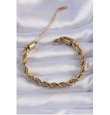 316L Çelik Gold Renk Kalın Burgu Zincir Bileklik - TJ-BB6167