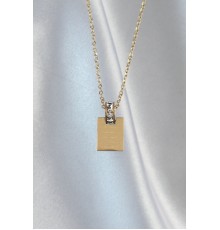 316L Çelik Zincir Gold Renk Zirkon Taşlı Aşk Mektubu Kolye - TJ-BKO8907