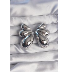 Pirinç Gümüş Renk İri Bombeli Küpe - TJ-BKP9112