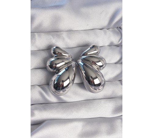 Pirinç Gümüş Renk İri Bombeli Küpe - TJ-BKP9112