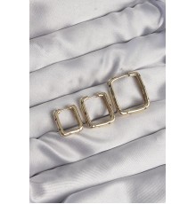 Pirinç Gold Renk Renkli Zirkon Taşlı Kare Model Küpe Seti - TJ-BKP9116