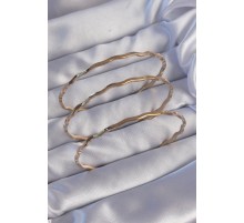 316L Çelik Gold Renk Dalgalı Model Bilezik Seti - TJ-BB6177