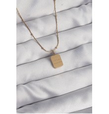 316L Çelik Gold Renk Kare Charm Model Kolye - TJ-BKO8928