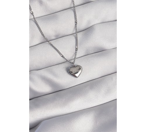 316L Çelik Gümüş Renk Kalp Model Love Kolye - TJ-BKO8932