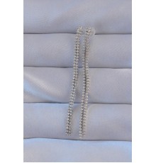 Pirinç Gümüş Renk Zirkon Taşlı Su Yolu Model Küpe - TJ-BKP9146