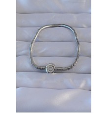 Pirinç Gümüş Renk Zirkon Taşlı Charm Bileklik - TJ-BB6221