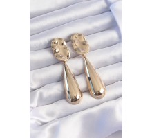 Pirinç Gold Renk Uzun Bombeli Ezme Plaka Küpe - TJ-BKP9241