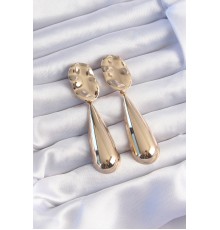 Pirinç Gold Renk Uzun Bombeli Ezme Plaka Küpe - TJ-BKP9241