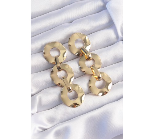 Pirinç Gold Renk Oval Ayna Model Sallantılı Küpe - TJ-BKP9250