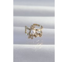 Pirinç Gold Renk İncili Ahtapot Earcuff Küpe TJ-BKP9333