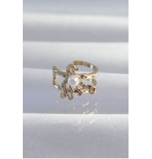 Pirinç Gold Renk İncili Ahtapot Earcuff Küpe - TJ-BKP9333