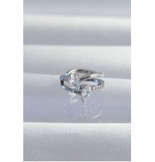 Pirinç Gümüş Renk Zirkon Taşlı Damla Earcuff Küpe - TJ-BKP9334