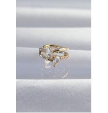 Pirinç Gold Renk Zirkon Taşlı Damla Earcuff Küpe - TJ-BKP9335