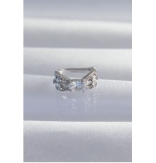 Pirinç Gümüş Renk Zirkon Taş Kaplama Earcuff Küpe - TJ-BKP9336