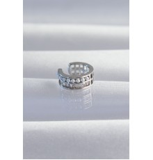 Pirinç Gümüş Renk İncili Baget Taşlı Earcuff Küpe - TJ-BKP9338