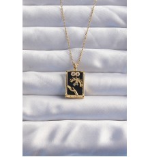 316L Çelik Zincir Gold Renk Sonsuzluk Detay Zirkon Taşlı Tarot Kolye - TJ-BKO8983