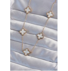 316L Çelik Gold Renk Beyaz Sedefli Yonca Kolye - TJ-BKO8996