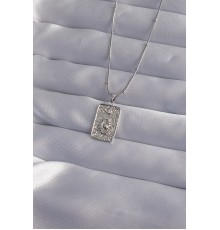 316L Çelik Zincir Gümüş Renk İşlemeli Göz Figür Tarot Kolye - TJ-BKO9018