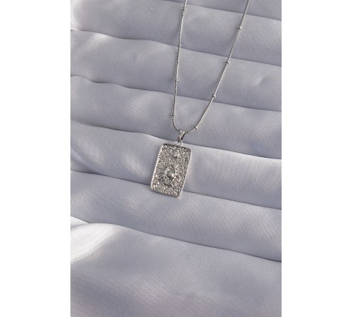 316L Çelik Zincir Gümüş Renk İşlemeli Göz Figür Tarot Kolye - TJ-BKO9018