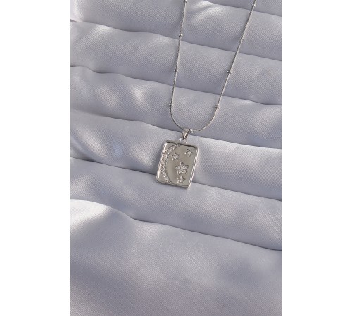 316L Çelik Zincir Gümüş Renk Zirkon Taşlı Ay Yıldız Figürlü Tarot Kolye - TJ-BKO9022