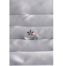 Pirinç Gümüş Renk Renkli Zirkon Taşlı Ayarlamalı Yüzük - TJ-BYK3256