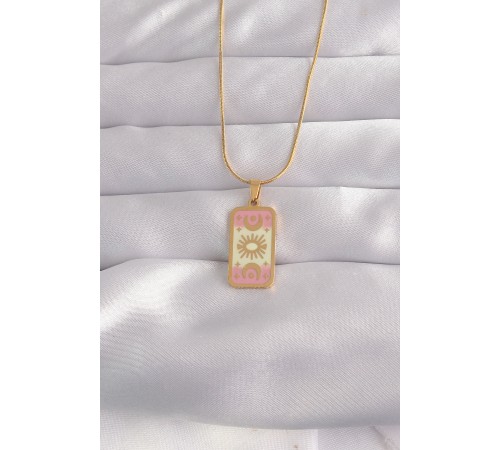 316L Çelik Gold Renk Karışık Mineli Ay Figür Tarot Kolye - TJ-BKO9036