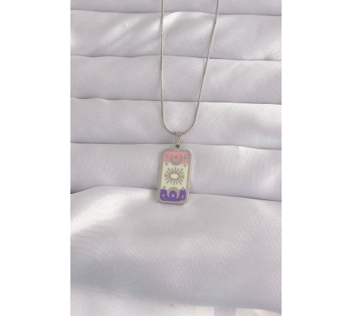 316L Çelik Gümüş Renk Karışık Mineli Ay Figür Tarot Kolye - TJ-BKO9044