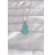 316L Çelik Gümüş Renk Mavi Mineli Tarot Kolye - TJ-BKO9046