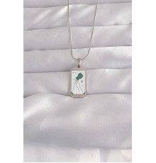 316L Çelik Gümüş Renk Beyaz Mineli Tarot Kolye - TJ-BKO9048