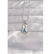 316L Çelik Gümüş Renk Beyaz Mineli Kız Figür Tarot Kolye - TJ-BKO9049